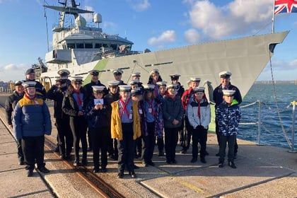Scouts get aboard naval warship