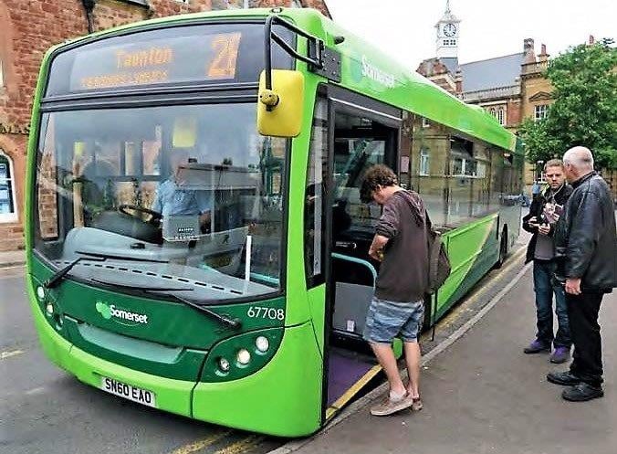 A number 28 First Bus in Minehead