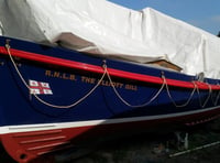 A lifeboat back in Watchet  harbour after 80 years