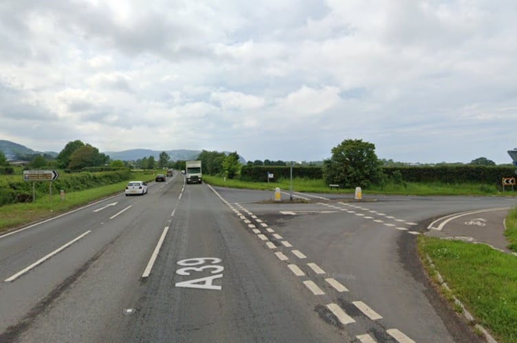 Junction of Marsh Lane and the A39 Towards Minehead