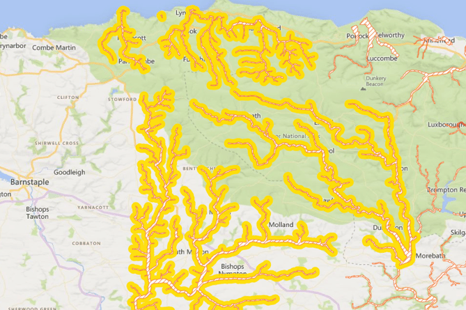 Environment Agency Flood Alert for Exmoor Rivers