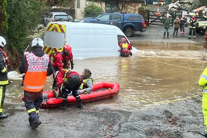 Firefighters Rescue Motorist From Van Stranded In Flood Water On Exmoor Uk