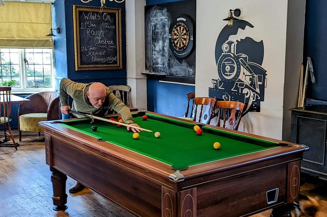 Steve Flack pictured by the new pool table at the Washford Inn