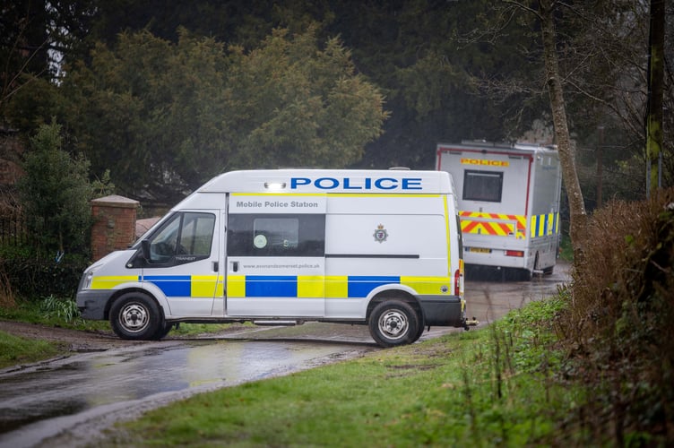 A police cordon on the scene in Broomfield, Bridgwater,where a man has been arrested on suspicion of murder following the death of a woman in her 80s. March 29 2023.