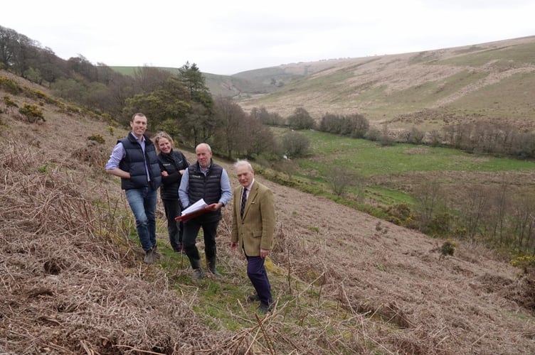 Local Farmer Ed Greenall, CEO ENP Sarah Bryan, Senior Conservation Officer (Woodlands) Graeme McVittie, Somerset Deputy Lieutenant Robert Drewett