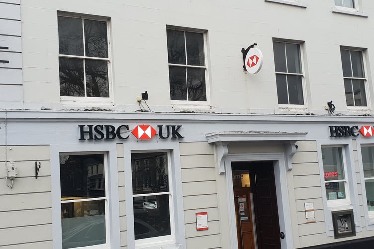 HSBC Bank, in Wellington Square, Minehead.