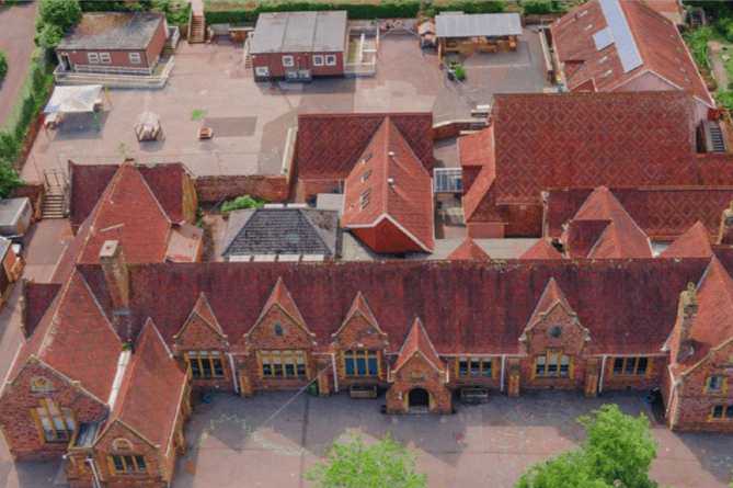 An aerial view of the Wiveliscombe Primary School campus.