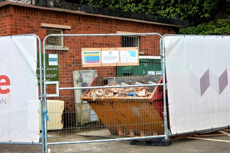 The blocked-off toilet block at Quay West, Minehead