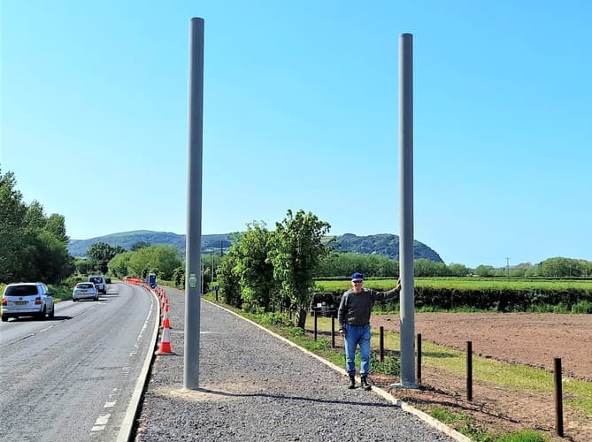 The beginnings of the motorway-style directional sign on the picturesque A39 on the outskirts of Dunster.