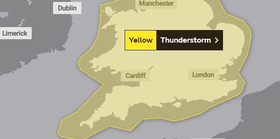 Yellow warning for thunder