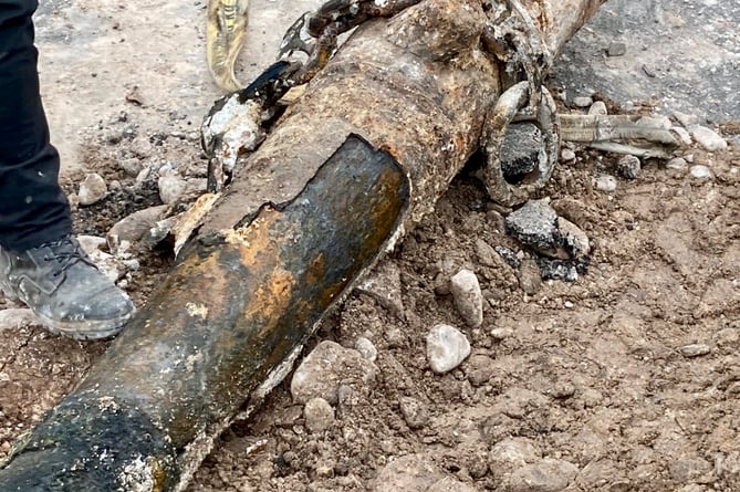 One of the cannons unearthed from the quay beside Minehead Harbour.