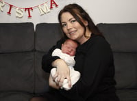 Baby Amelia born under mum's Christmas tree