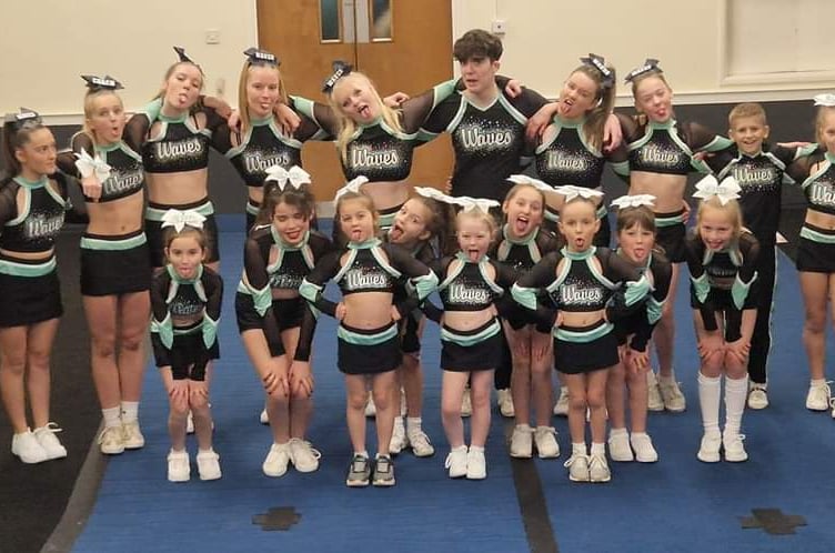 South Coast Waves cheerleading group, who have just won a competition in Blackpool.