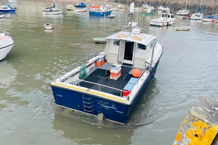 Albert Hartgen's charter fishing boat Orca, in Minehead Harbour.