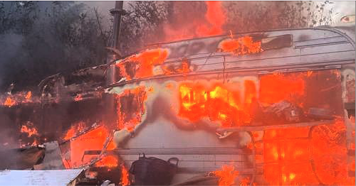 Fire destroyed the caravan home of Marcus Cook and his family, near Carhampton.