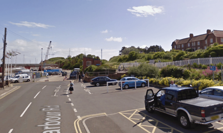 The Harbour Road car park next to Watchet Marina. 