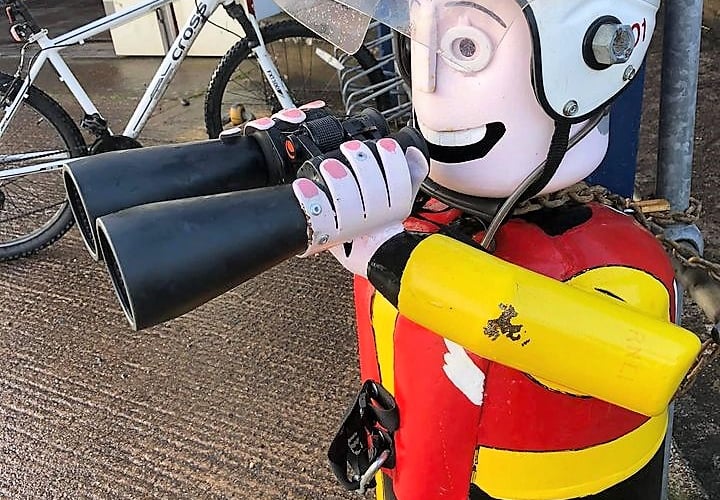 A lifeboat man keeps watch 