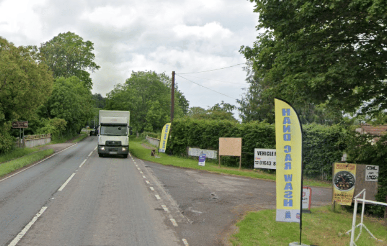 The A39 near Dunster Sawmills where a crash blocked the road for a short time on Thursday.