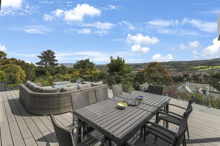 Sun deck looking over countryside and coastal views