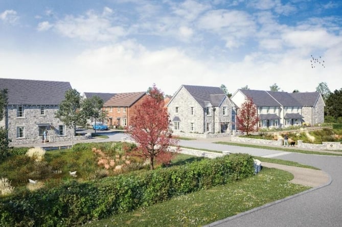 Artist's impression of 139 new homes in Watchet, seen from Doniford Road (Grass Roots Planning)