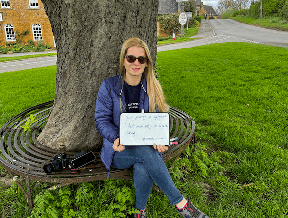 Diana Ramona, who is walking through some of West Somerset's most isolated communities to support cancer patients.