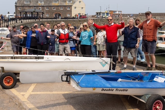 Members of Minehead Sailing and Watersports Club protesting at harbour fees increases.