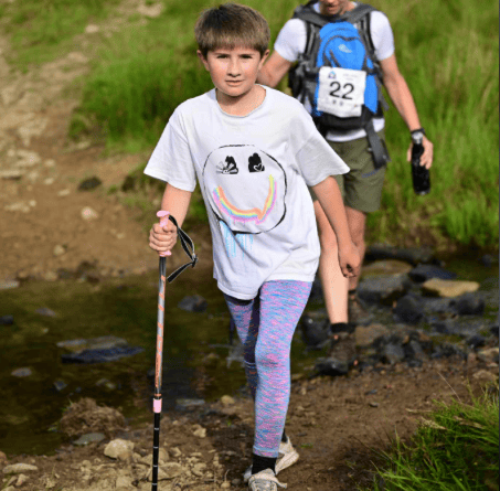 Darcey Curran completing last year's Exmoor Perambulation at the age of nine years.