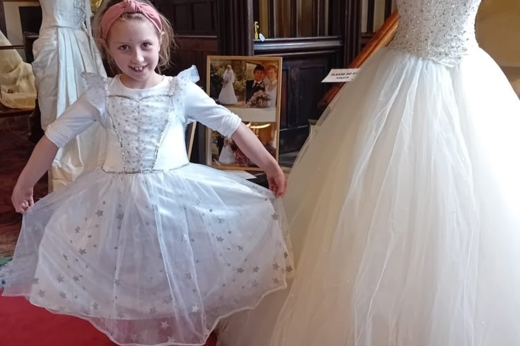 Seven-year-old Beatrice Jennings brought her own outfit to the Fitzhead wedding exhibition. 