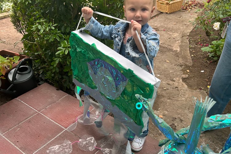 One of the younger entries in a sea creature competition being run to support a production of The Little Mermaid at the Regal Theatre, Minehead.