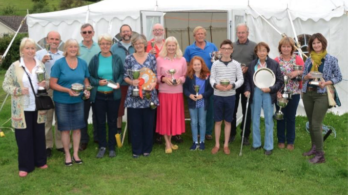 Trophy winners from a Bicknoller Flower Show of a few years ago.