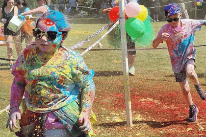 Families gather for a ColoUr Run at Knights Templar School in Watchet