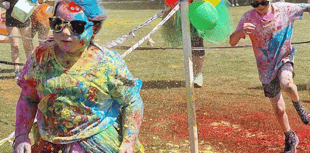 Families gather for a ColoUr Run at Knights Templar School in Watchet