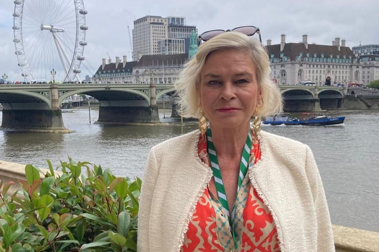 West Somerset MP Rachel Gilmour pictured in London before a vote on an amendment to the King's Speech.