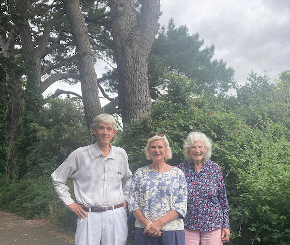 MP Rachel Gilmour (centre) with North Hill Action Group chairman Chris Miller and Minehead Conservation Society chairman Sally Bainbridge visiting a proposed memorial garden site on North Hill, Minehead.