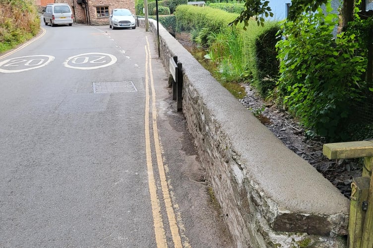 The leat wall after the repairs.