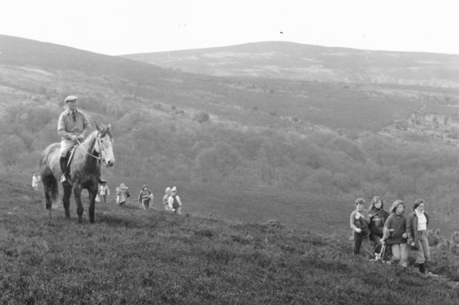 Exmoor's first Ranger, Jim Collins on horseback, in the 1970's.