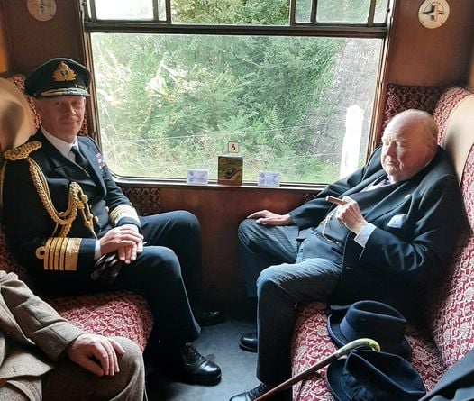 The King and Winston Churchill take a break on the train (Photo: David Sharland)