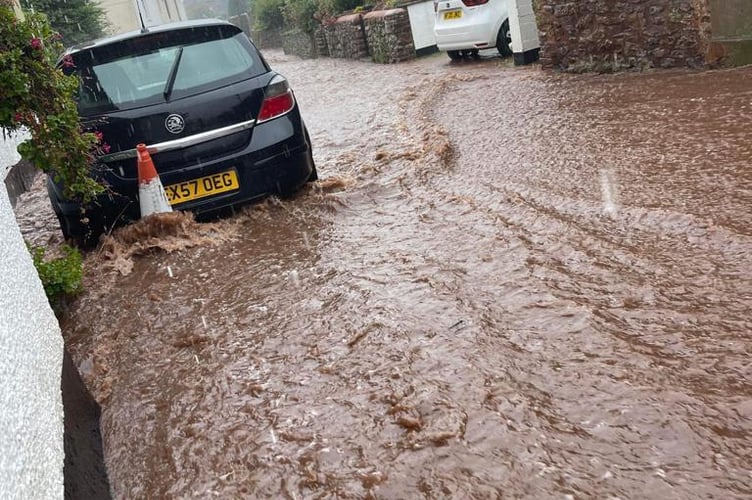 Flooding on Combeland Road in Minehead in September last year (Photo: Somerset Council)