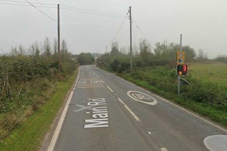 The start of the 30mph speed limit on the A361 Main Road in East Lyng (Image: Google Maps)