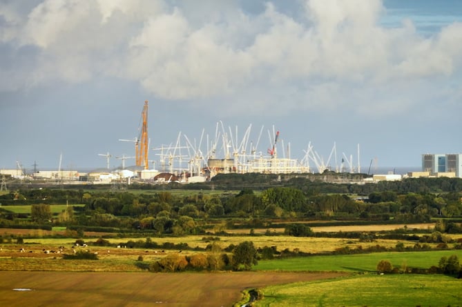 The Hinkley Point C construction site, seen from the  Pawlett area (Photo: EDF Energy)