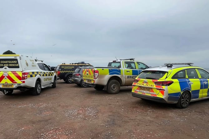 Emergency services vehicles at the scene of a medical incident on Dunster Beach. PHOTO: Watchet Coastguards.