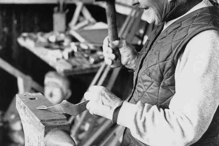 Rachel Reckitt learnt blacksmithing in her 60s with artist-blacksmiths Jim and Harry Horrobin at Roadwater Forge in West Somerset