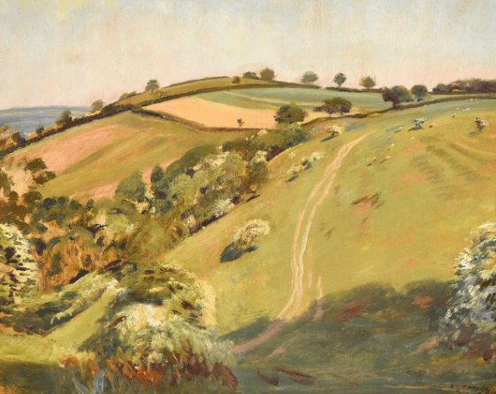 The Sir Alfred Munnings work 'Spring Withypool' is one of the paintings on view in a new exhibition in the Doone Valley.