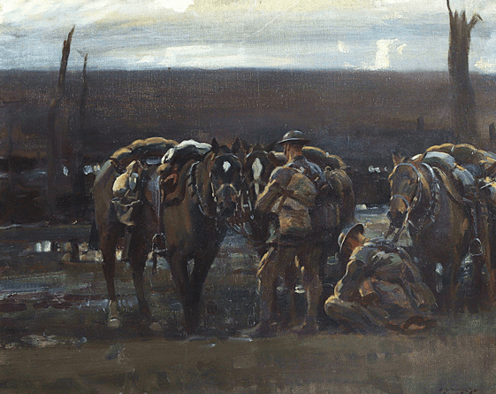 Nightfall, December 1917, a painting by Sir Alfred Munnings, features in a new Exmoor exhibition.