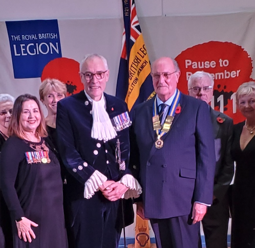 High Sheriff of Somerset Rob Beckley is welcomed to a Remembrance concert in Williton by Royal British legion county chairman Maj Robert McDonald. PHOTO: Guy Morgan.