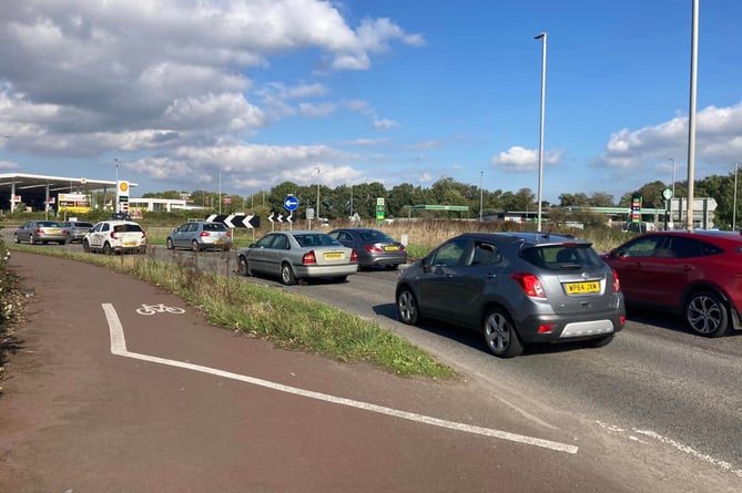 Congestion at the Dunball roundabout in Bridgwater - Daniel Mumby - 051024.jpg