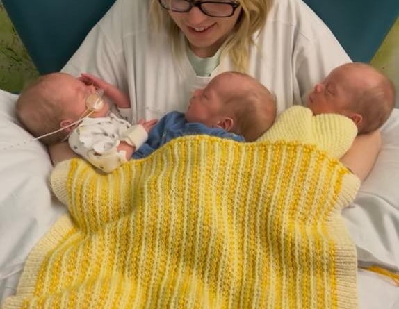 . A couple who struggled to conceive for years said they "could not be happier" - after giving birth to identical triplets through IVF. Shannon, 29, and Ace Page, 28, turned to in vitro fertilization (IVF) treatment last year with the NHS and had their first embryo implanted at the end of March. The couple - who have been together for nine years - went for treatment in the hopes of having a child before they reached the age of 30. Returning to the hospital after seven weeks they were told they were going to have twins. 