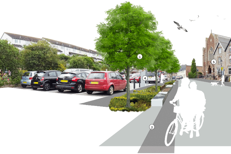 Harbour Road could become a 'green route' to the sea in Watchet. IMAGE: Feria Urbanism.