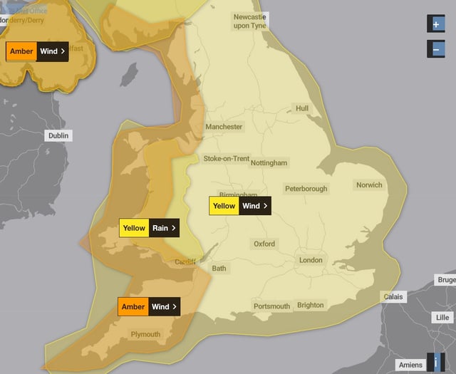 Amber warning for Somerset with Storm Darragh bringing 80mph winds