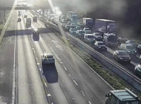 M5 drivers in standstill traffic after multi-car collision